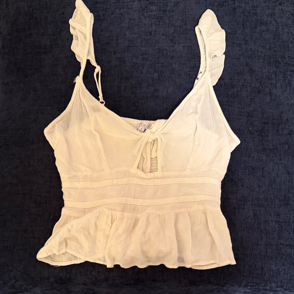 Patrons of Peace Cream Ruffle Camisole